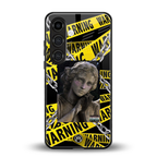 caution back phone cover | glass case for samsung galaxy s23 plus