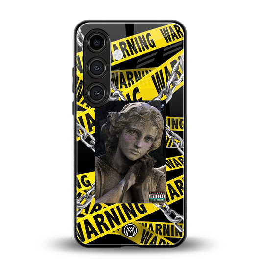 caution back phone cover | glass case for samsung galaxy s23 plus