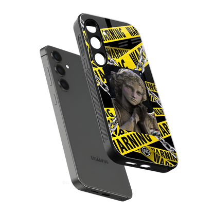 caution back phone cover | glass case for samsung galaxy s24 fe
