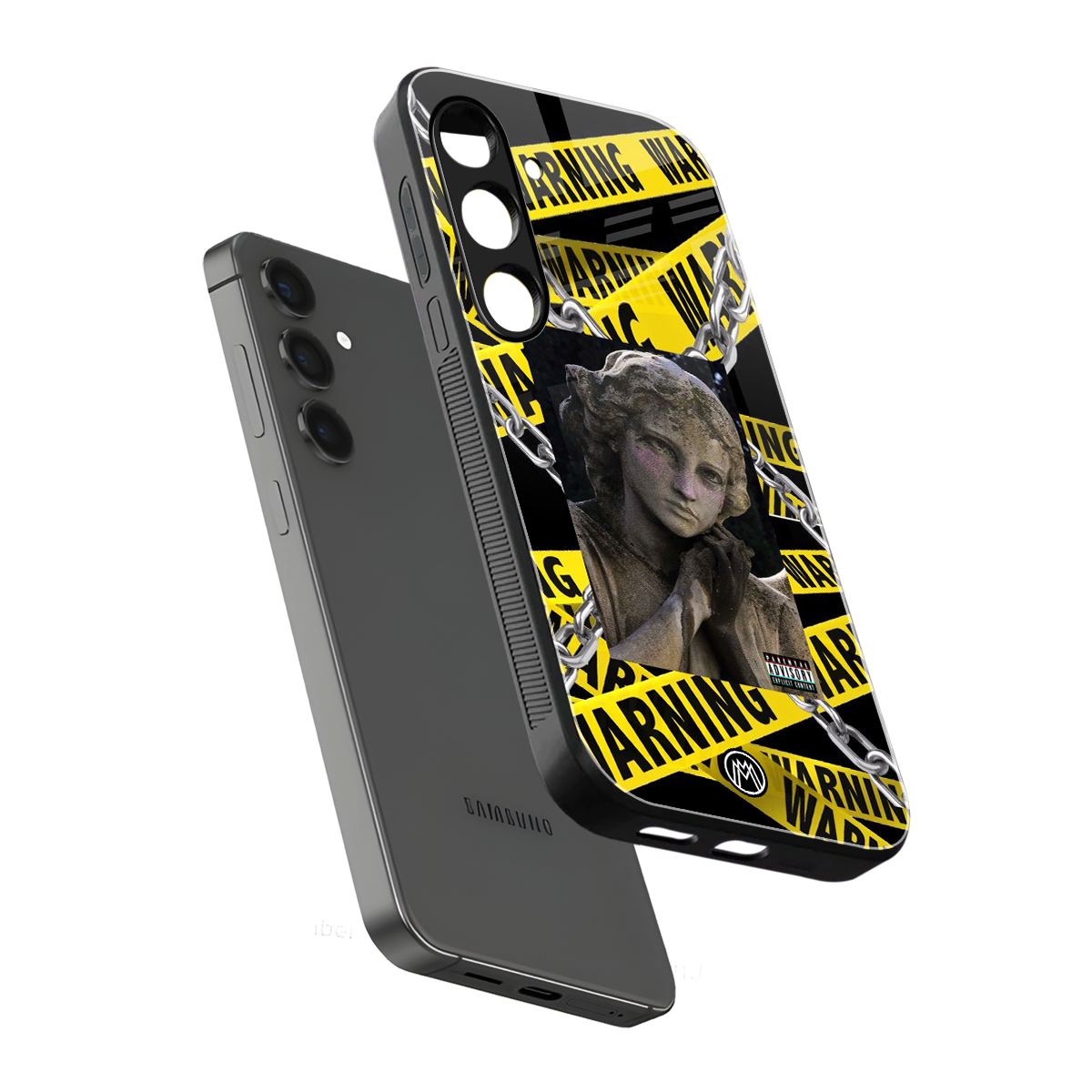caution back phone cover | glass case for samsung galaxy s23 plus