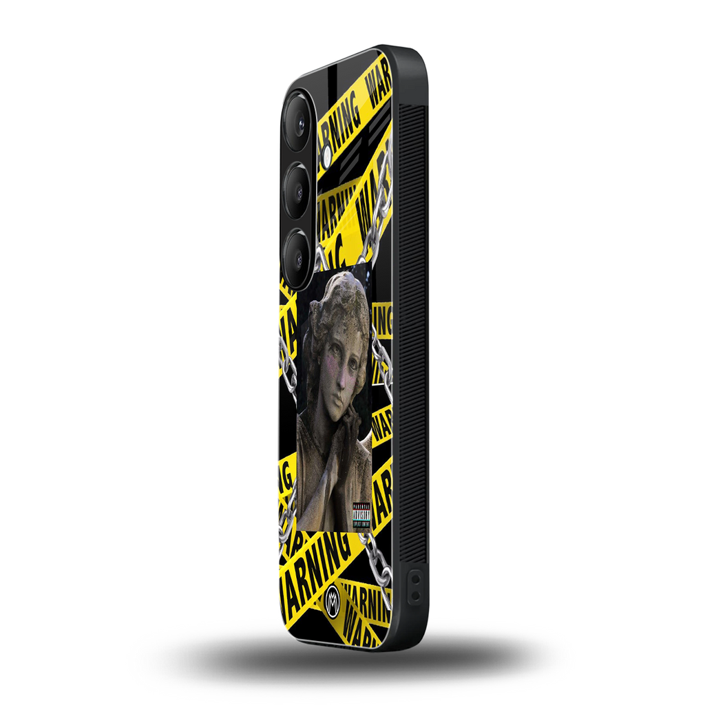 caution back phone cover | glass case for samsung galaxy s24 plus