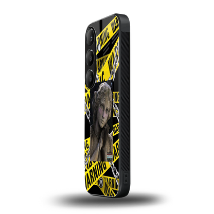 caution back phone cover | glass case for samsung galaxy s23 plus