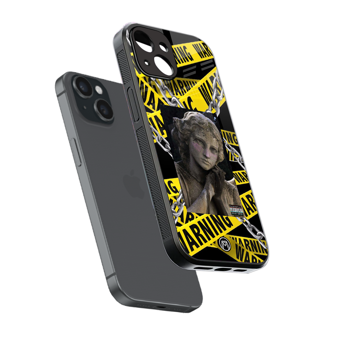 caution back phone cover | glass case for iphone 14