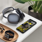 caution back phone cover | glass case for iphone 15 plus