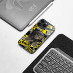 caution back phone cover | glass case for iphone 16 plus