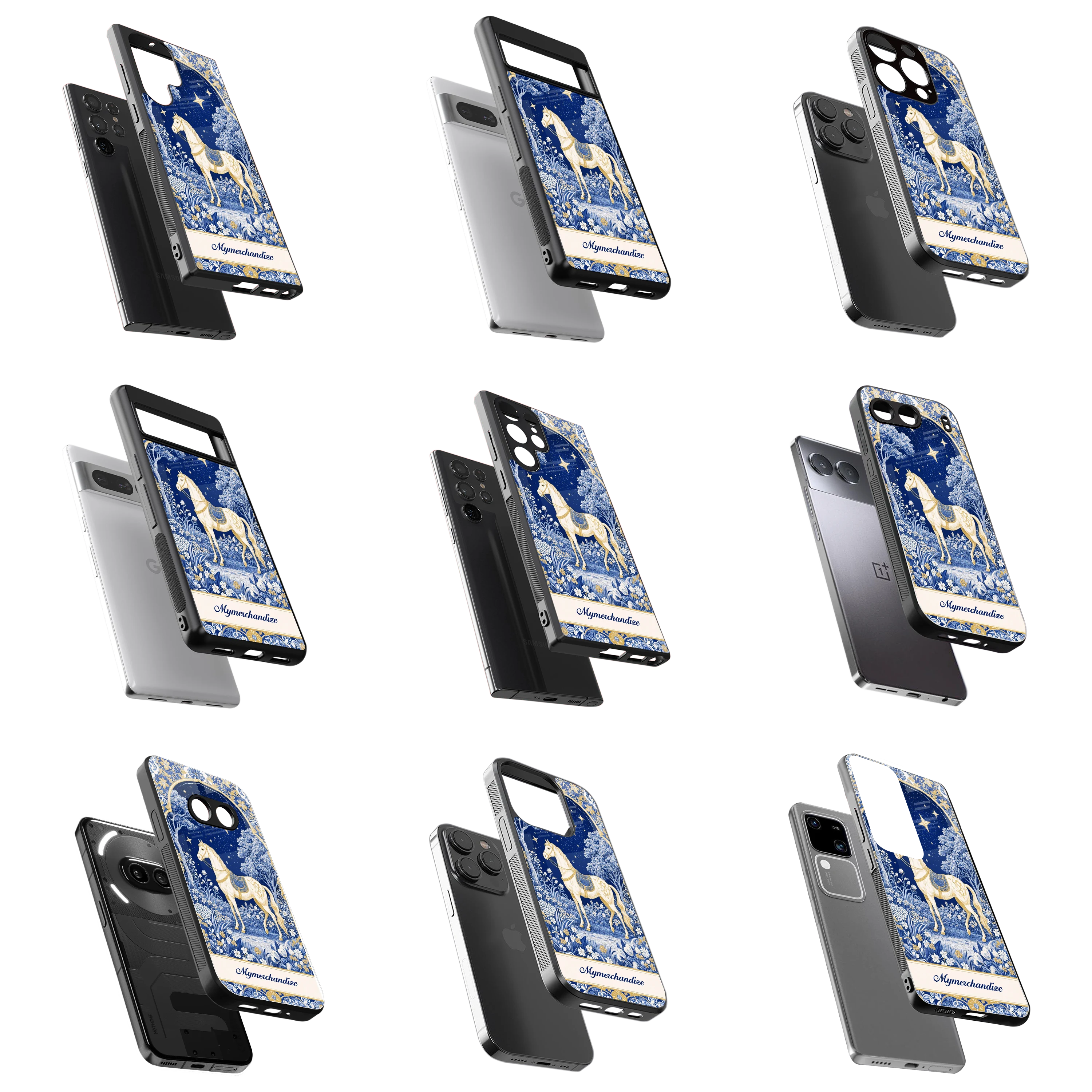 Durable Glass Back Mobile Case for iPhone, Samsung, OnePlus, Google Pixel, Redmi, Vivo, Oppo