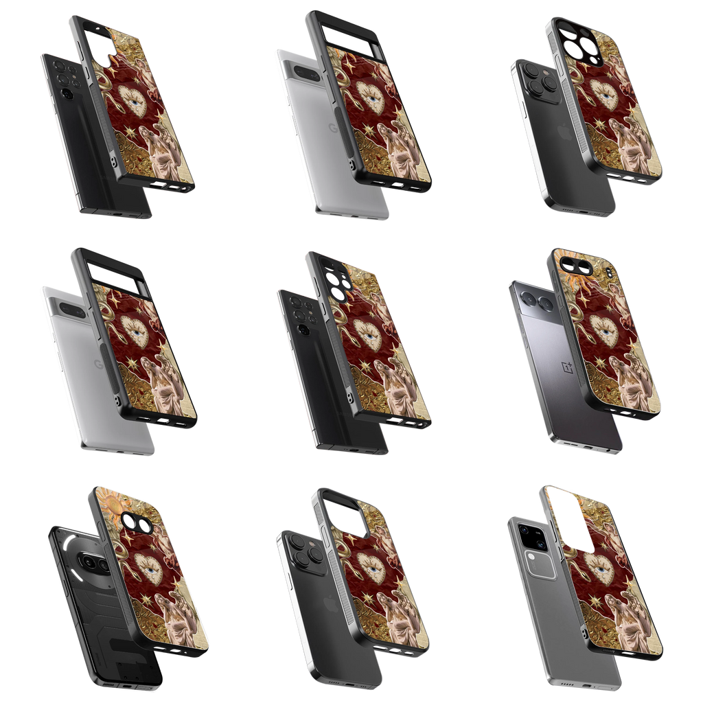 Durable Glass Back Mobile Case for iPhone, Samsung, OnePlus, Google Pixel, Redmi, Vivo, Oppo