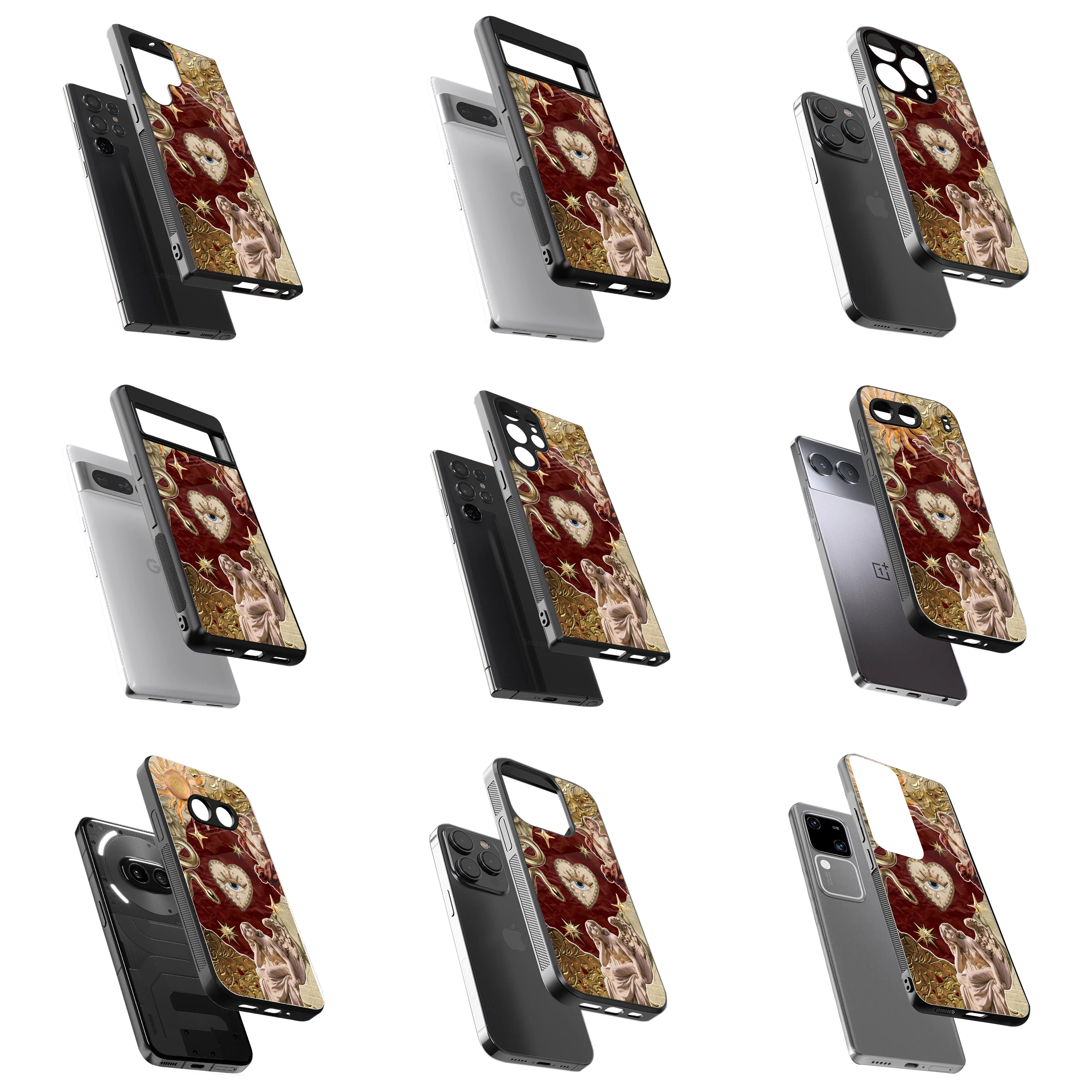 Durable Glass Back Mobile Case for iPhone, Samsung, OnePlus, Google Pixel, Redmi, Vivo, Oppo