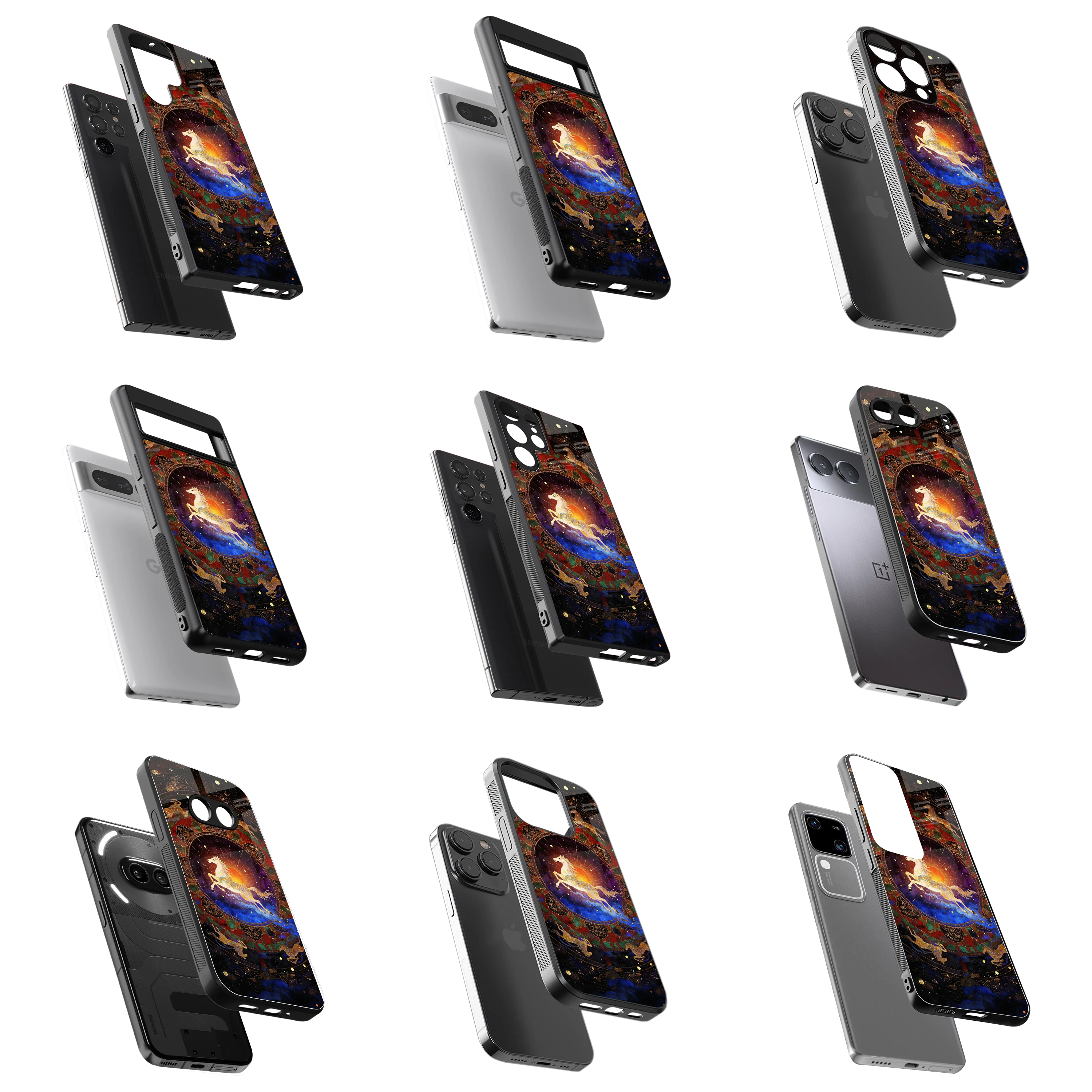 Durable Glass Back Mobile Case for iPhone, Samsung, OnePlus, Google Pixel, Redmi, Vivo, Oppo
