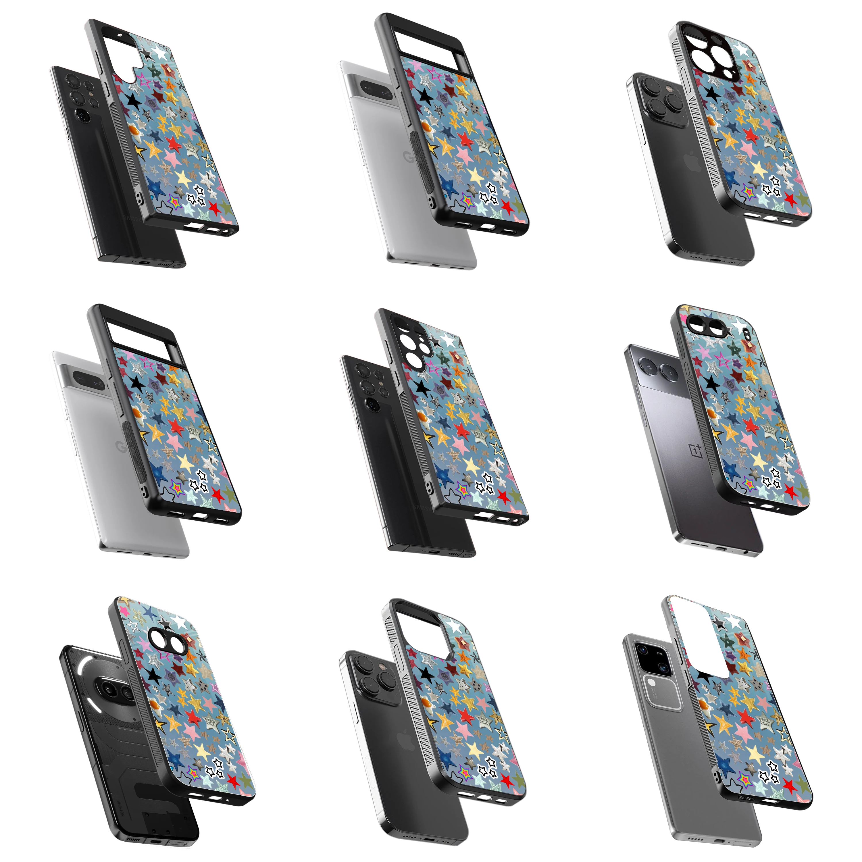 Durable Glass Back Mobile Case for iPhone, Samsung, OnePlus, Google Pixel, Redmi, Vivo, Oppo