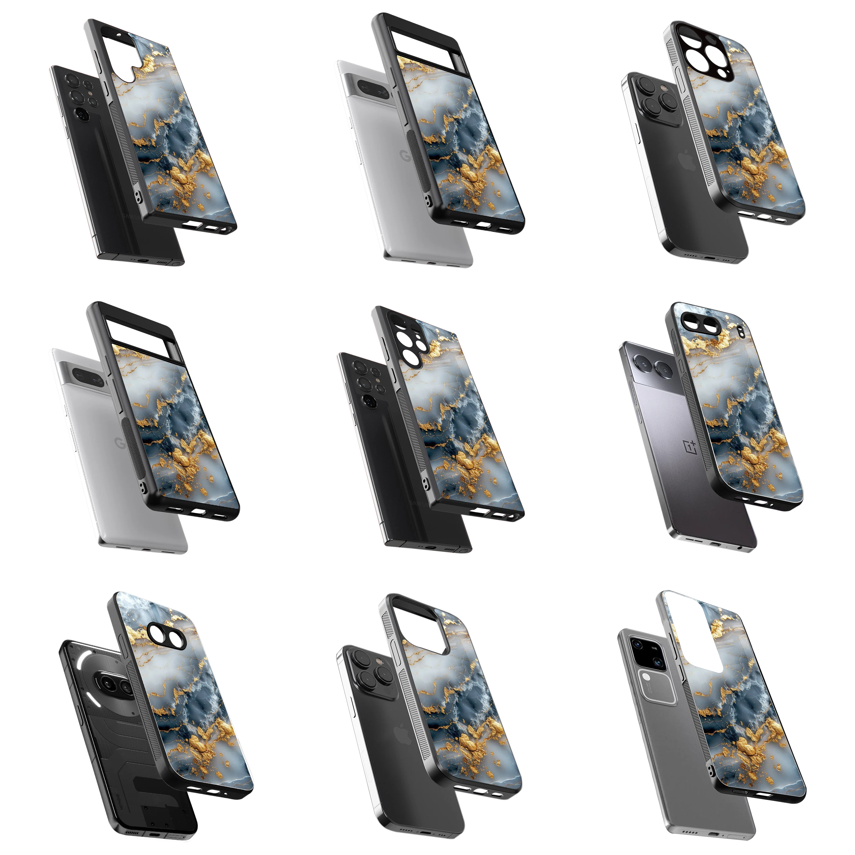 Durable Glass Back Mobile Case for iPhone, Samsung, OnePlus, Google Pixel, Redmi, Vivo, Oppo