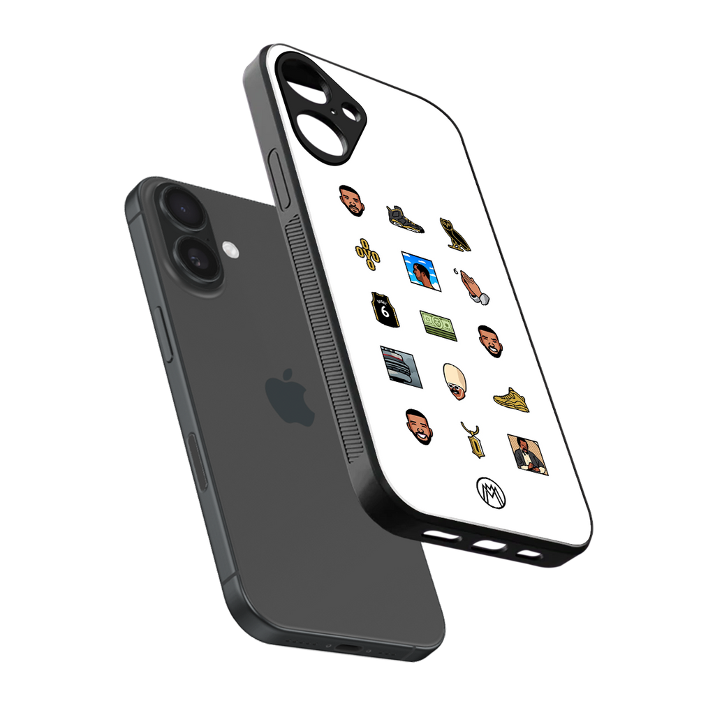 champagne papi back phone cover | glass case for iphone 16 plus