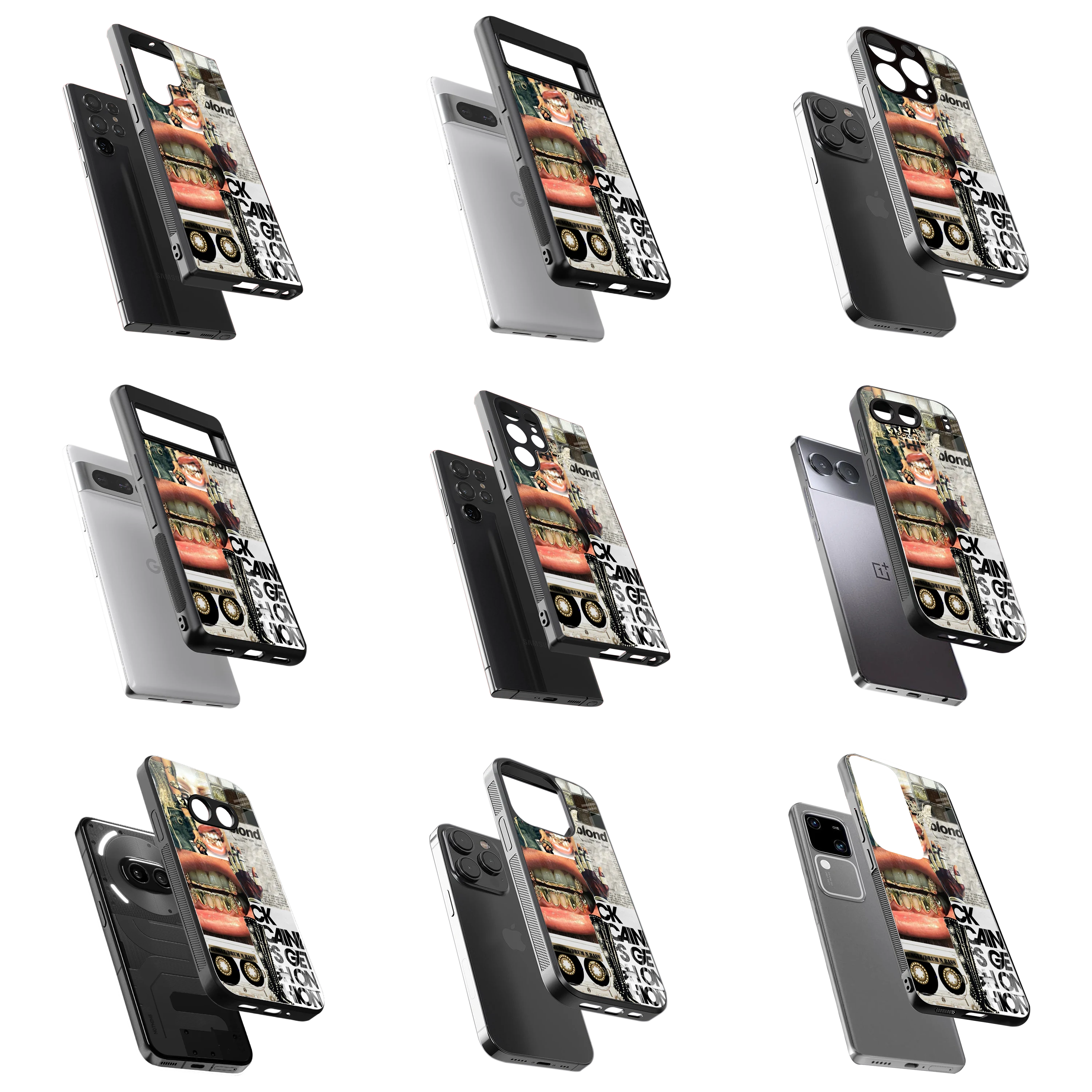 Durable Glass Back Mobile Case for iPhone, Samsung, OnePlus, Google Pixel, Redmi, Vivo, Oppo