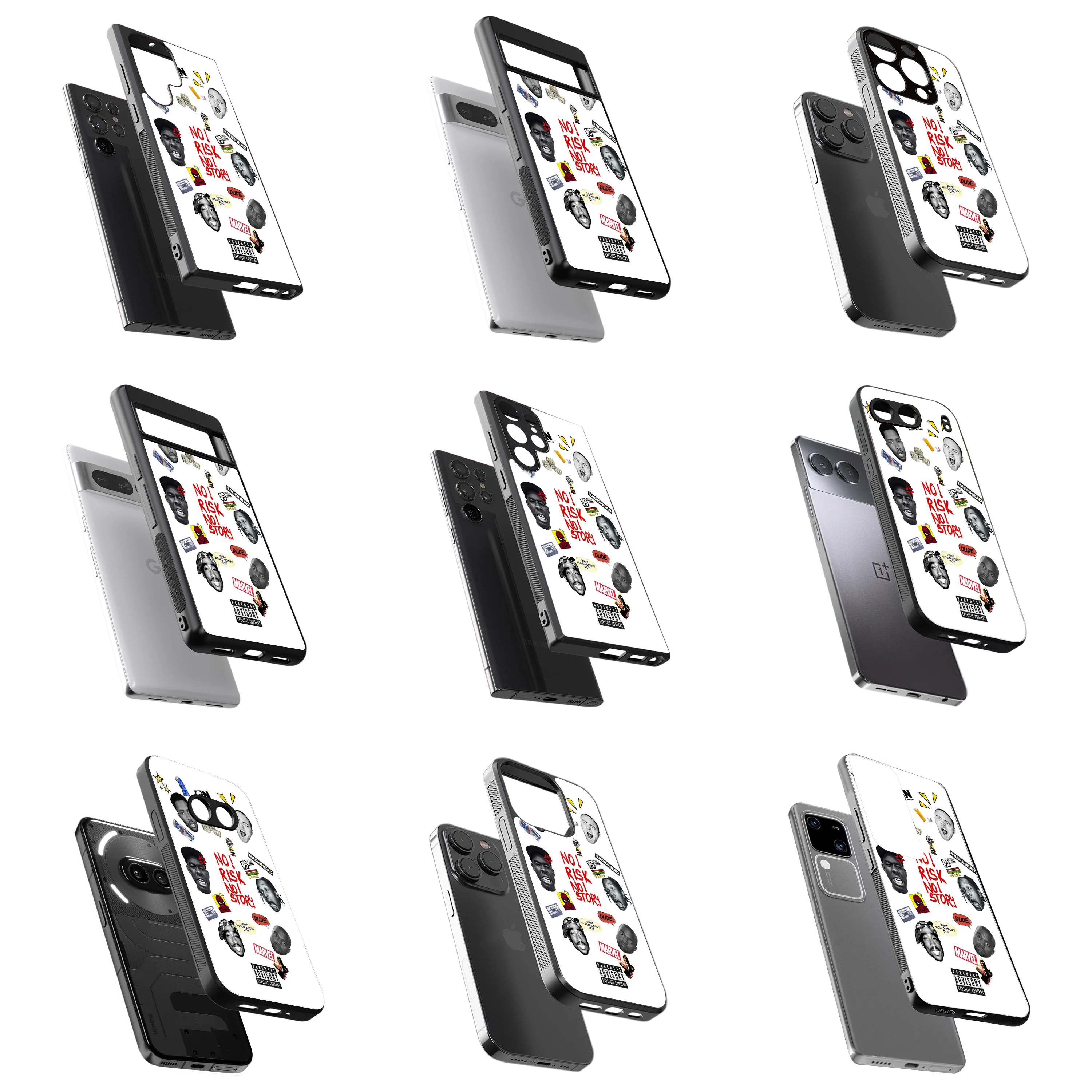 Durable Glass Back Mobile Case for iPhone, Samsung, OnePlus, Google Pixel, Redmi, Vivo, Oppo