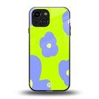 chartreuse arctic flowers back phone cover | glass case for iphone 13 mini
