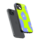 chartreuse arctic flowers back phone cover | glass case for iphone 13 mini