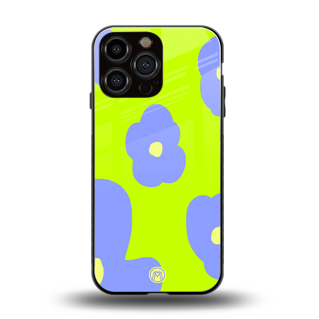 chartreuse arctic flowers back phone cover | glass case for iphone 13 pro max