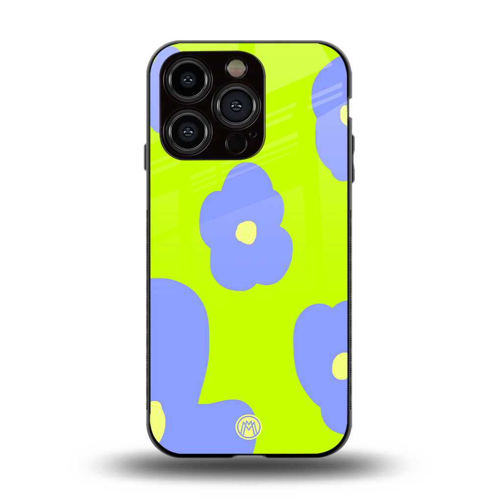 chartreuse arctic flowers back phone cover | glass case for iphone 13 pro