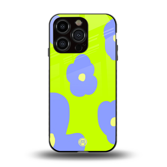 chartreuse arctic flowers back phone cover | glass case for iphone 13 pro