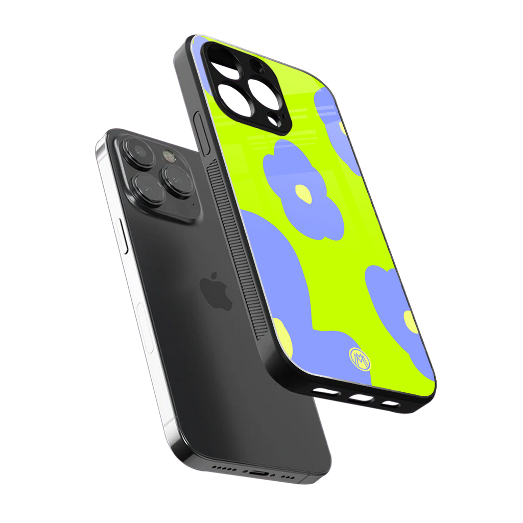 chartreuse arctic flowers back phone cover | glass case for iphone 13 pro
