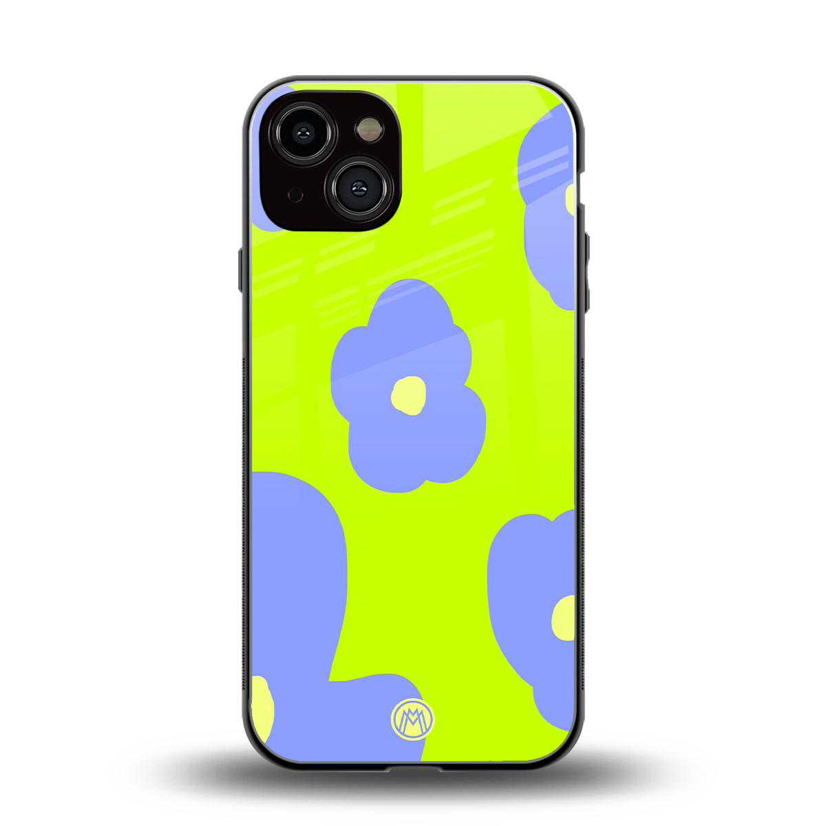 chartreuse arctic flowers back phone cover | glass case for iphone 13