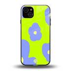 chartreuse arctic flowers back phone cover | glass case for iphone 15 plus