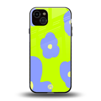 chartreuse arctic flowers back phone cover | glass case for iphone 14 plus