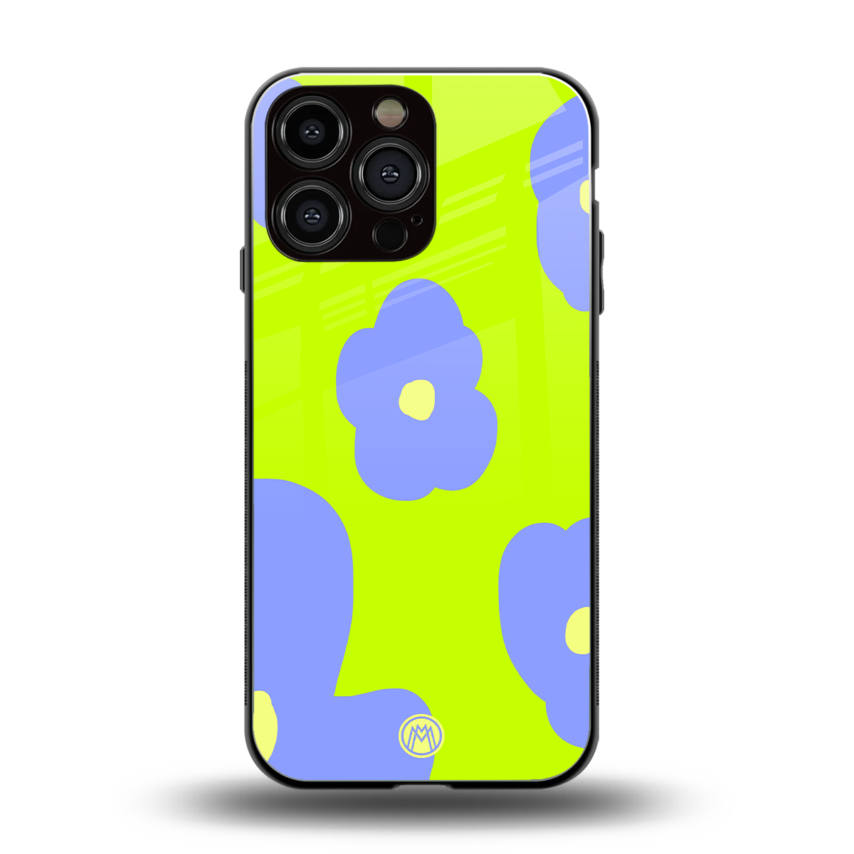 chartreuse arctic flowers back phone cover | glass case for iphone 14 pro max