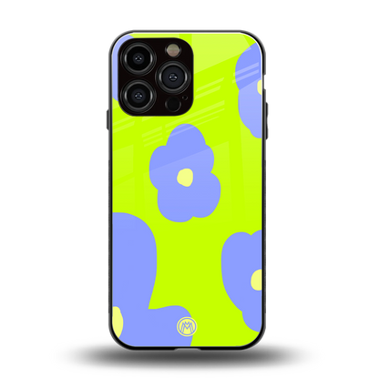 chartreuse arctic flowers back phone cover | glass case for iphone 14 pro max