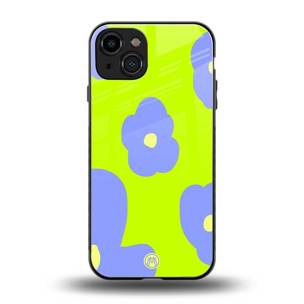 chartreuse arctic flowers back phone cover | glass case for iphone 15