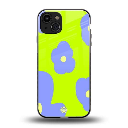 chartreuse arctic flowers back phone cover | glass case for iphone 15