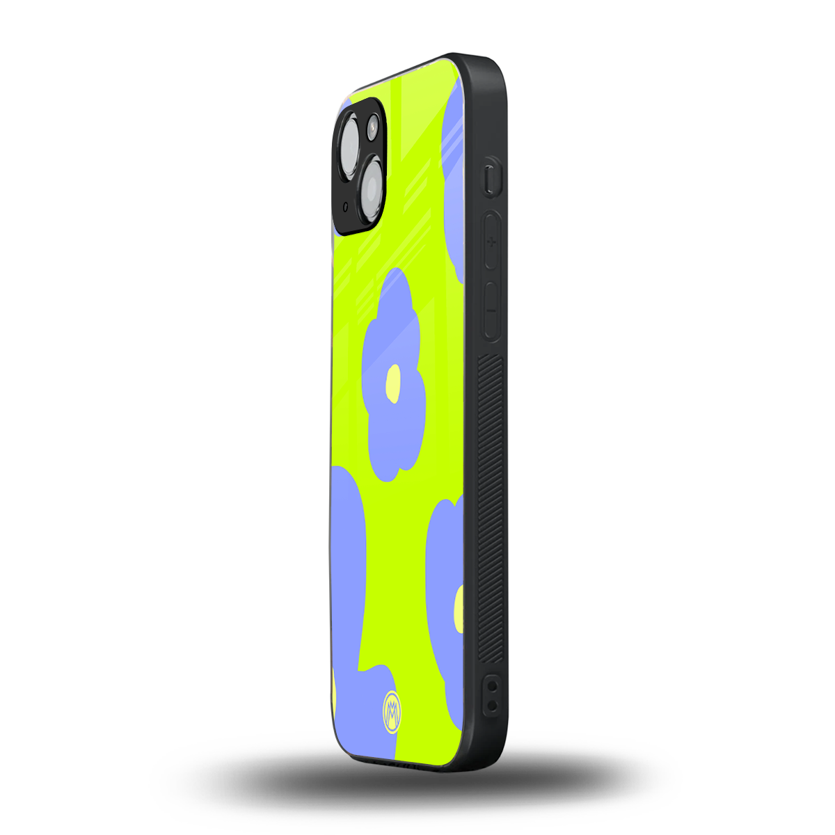 chartreuse arctic flowers back phone cover | glass case for iphone 15
