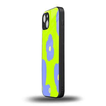 chartreuse arctic flowers back phone cover | glass case for iphone 15