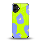 chartreuse arctic flowers back phone cover | glass case for iphone 16 plus