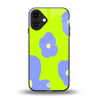 chartreuse arctic flowers back phone cover | glass case for iphone 16 plus