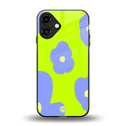 chartreuse arctic flowers back phone cover | glass case for iphone 16 plus
