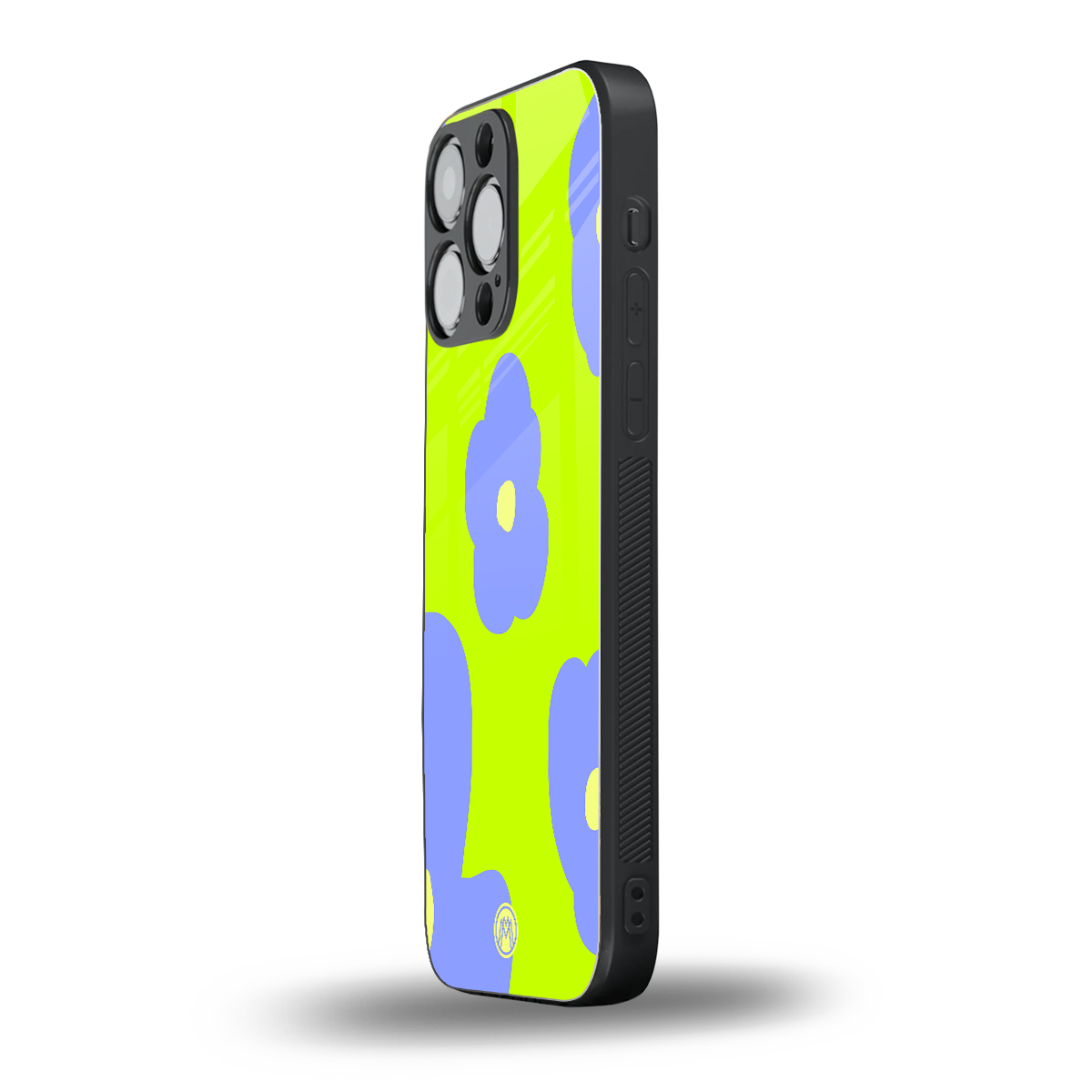 chartreuse arctic flowers back phone cover | glass case for iphone 16 pro max