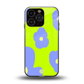 chartreuse arctic flowers back phone cover | glass case for iphone 16 pro