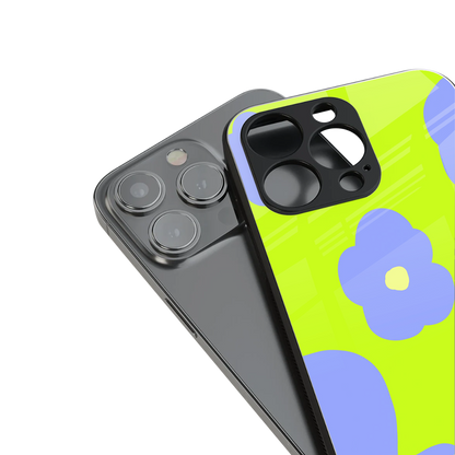 chartreuse arctic flowers back phone cover | glass case for iphone 14 pro max