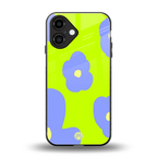 chartreuse arctic flowers back phone cover | glass case for iphone 16