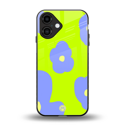 chartreuse arctic flowers back phone cover | glass case for iphone 16