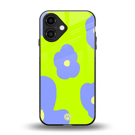 chartreuse arctic flowers back phone cover | glass case for iphone 16