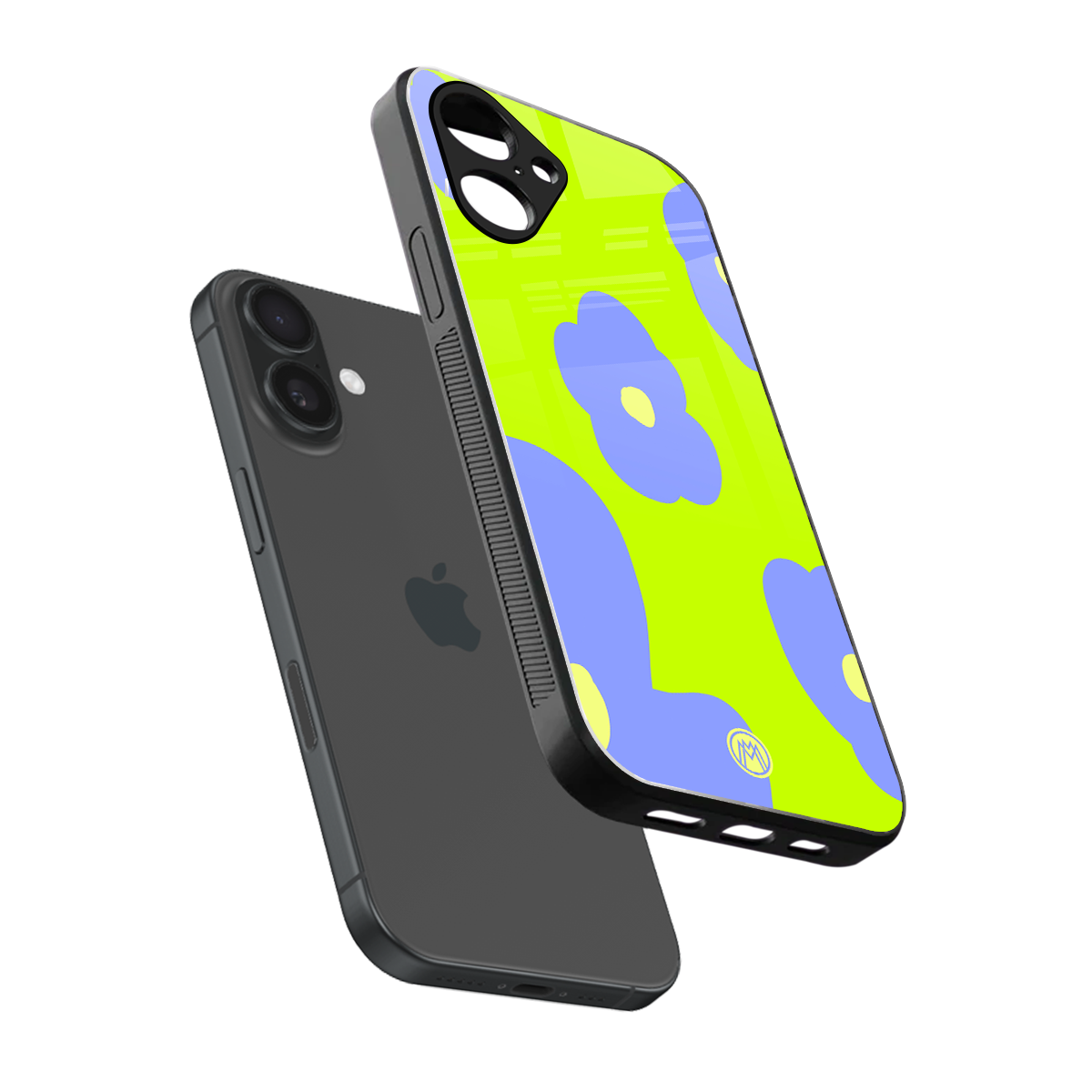 chartreuse arctic flowers back phone cover | glass case for iphone 16