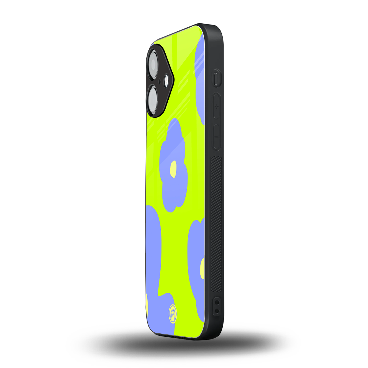chartreuse arctic flowers back phone cover | glass case for iphone 16