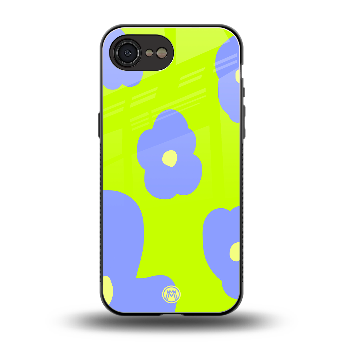 chartreuse arctic flowers back phone cover | glass case for iphone 16e