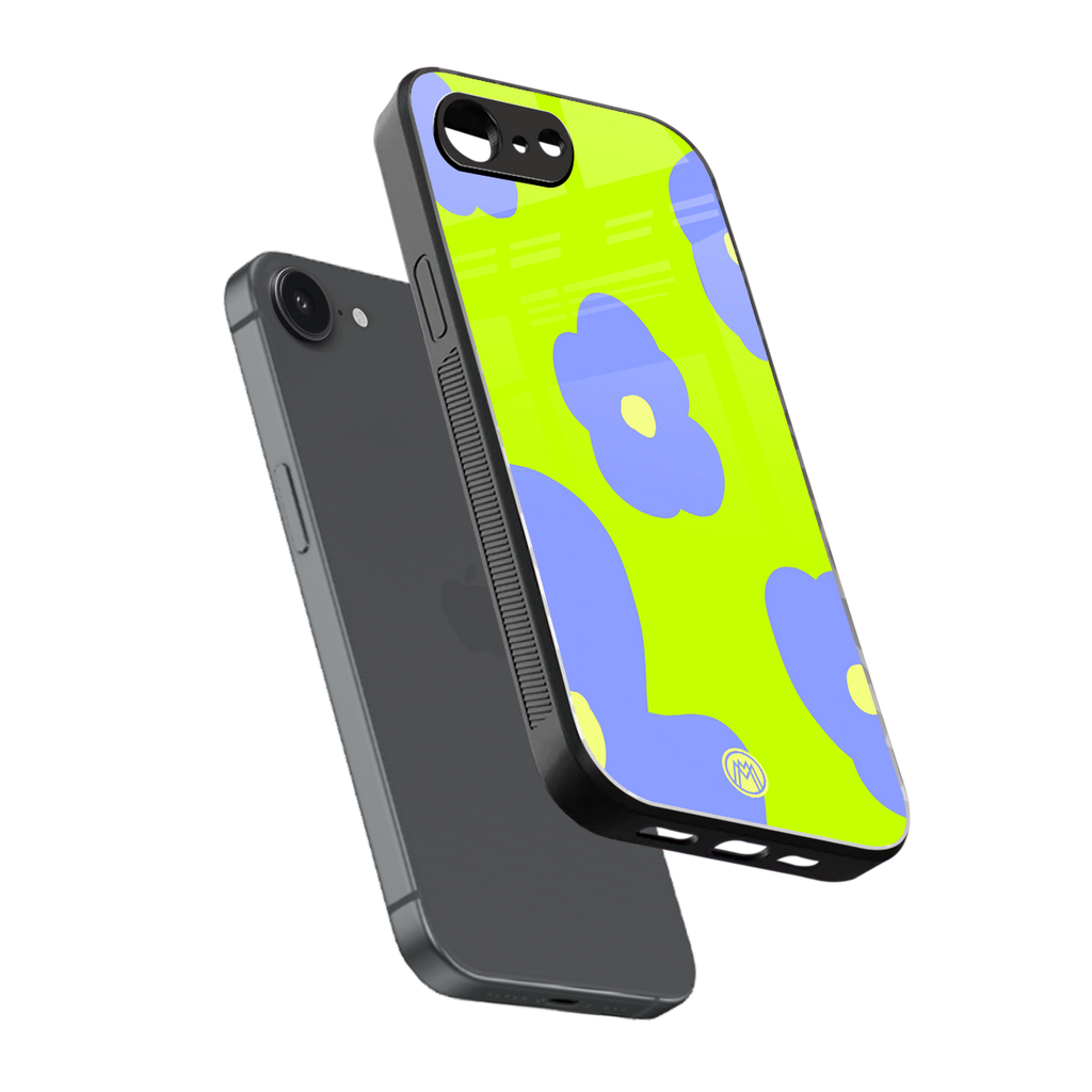 chartreuse arctic flowers back phone cover | glass case for iphone 16e