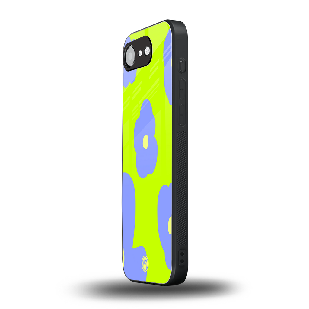 chartreuse arctic flowers back phone cover | glass case for iphone 16e