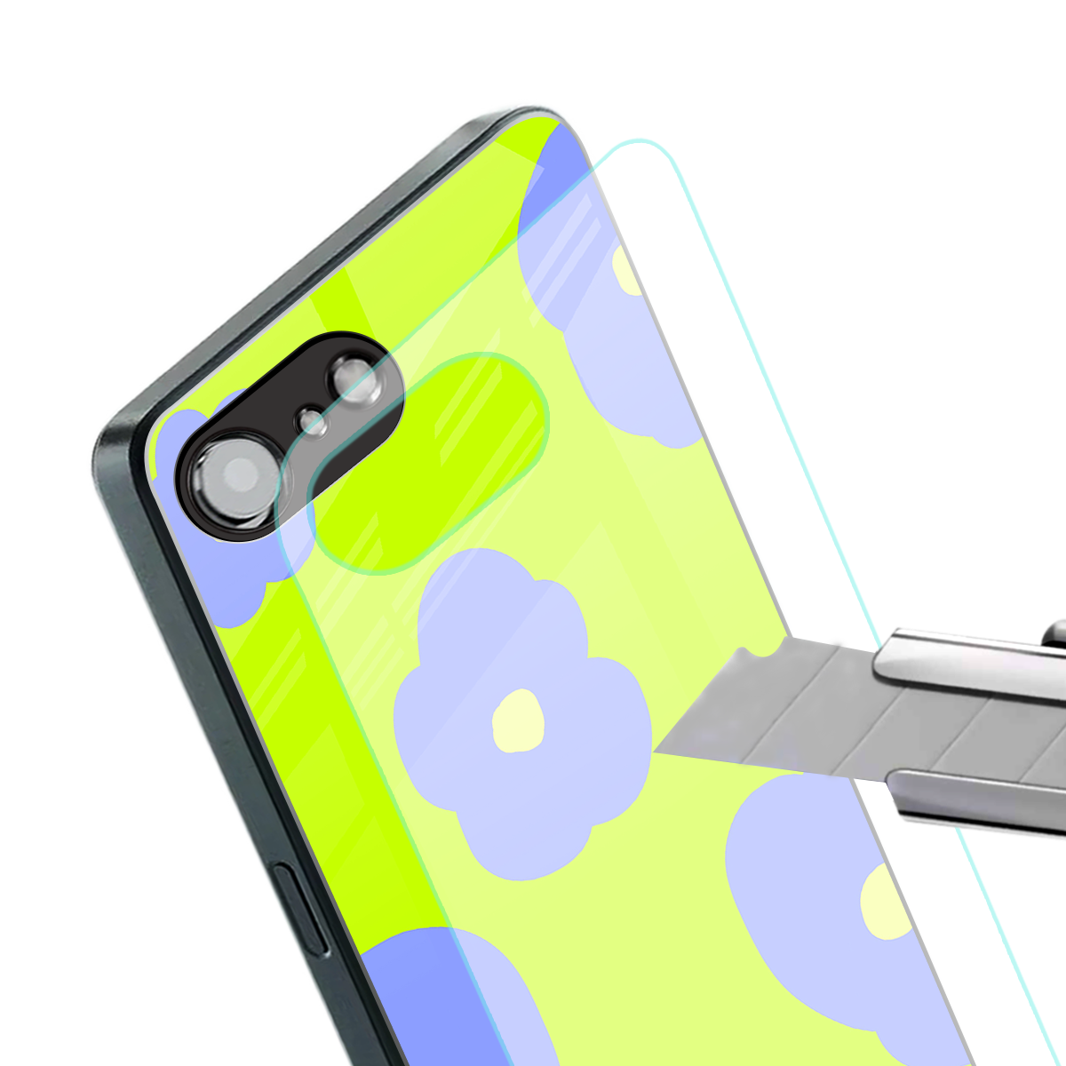 chartreuse arctic flowers back phone cover | glass case for iphone 16e