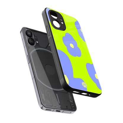 chartreuse arctic flowers back phone cover | glass case for nothing phone 1