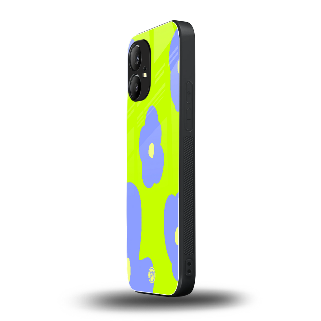 chartreuse arctic flowers back phone cover | glass case for nothing phone 1